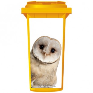 Cute Barn Owl Wheelie Bin Sticker Panel